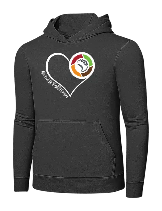 Charcoal 7.8 oz Ring Spun Hooded Sweatshirt w/Heart Design Logo