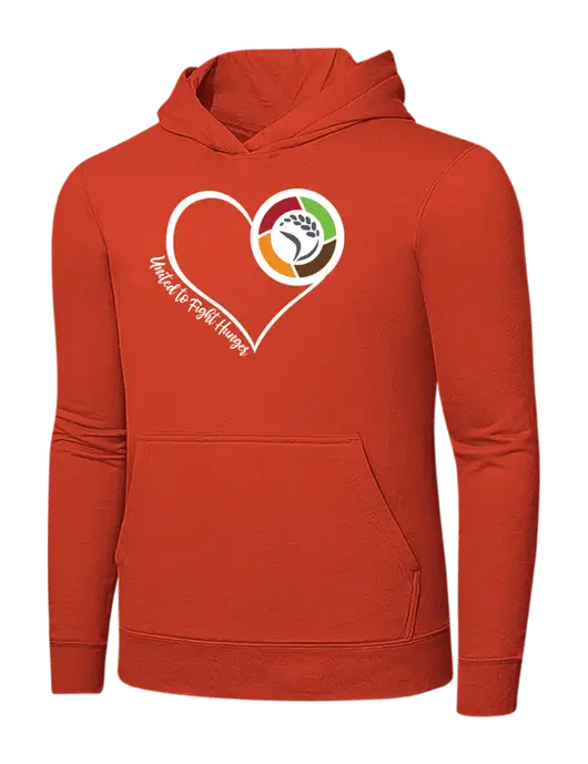 Orange 7.8 oz Ring Spun Hooded Sweatshirt w/Heart Design Logo