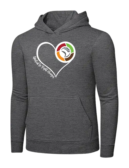 Graphite Heather 7.8. oz Ring Spun Hooded Sweatshirt w/Heart Design Logo