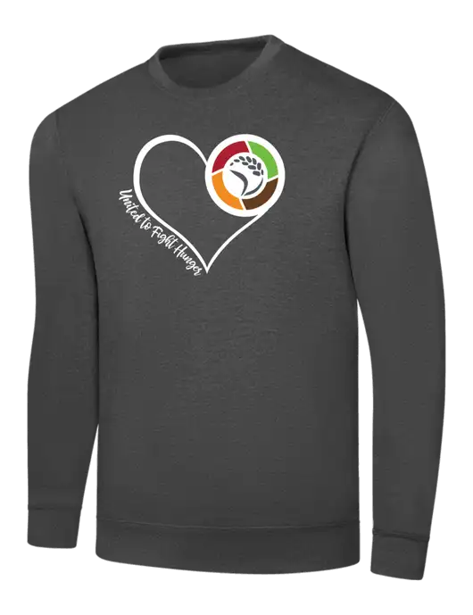Charcoal 7.8 oz Ring Spun Crew Sweatshirt w/Heart Design Logo