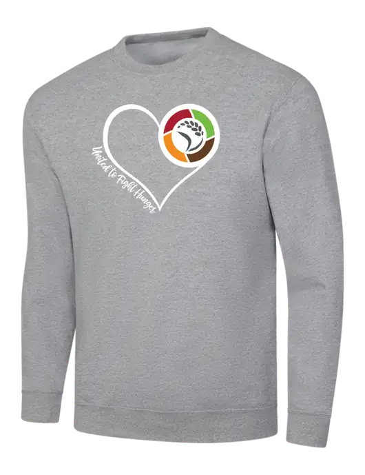 Light Grey Heather 7.8 oz Ring Spun Crew Sweatshirt w/Heart Design Logo