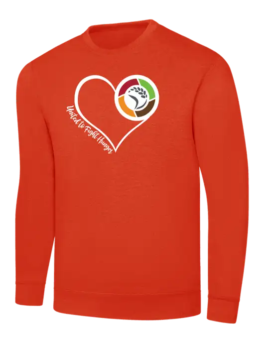 Orange 7.8 oz Ring Spun Crew Sweatshirt w/Heart Design Logo