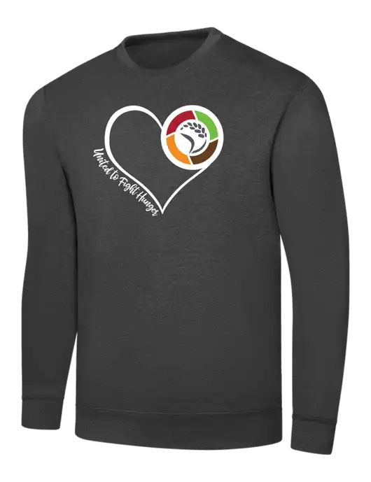 Dark Heather Grey 7.8 oz Ring Spun Crew Sweatshirt w/Heart Design Logo