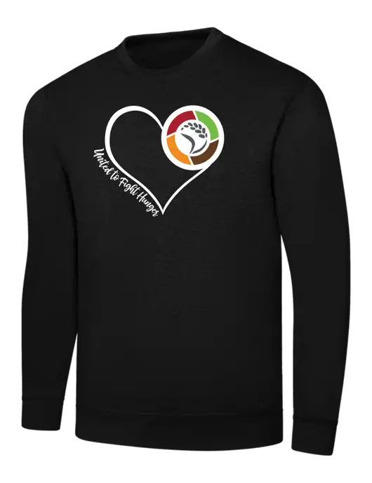 Black 7.8 oz Ring Spun Crew Sweatshirt w/Heart Design Logo