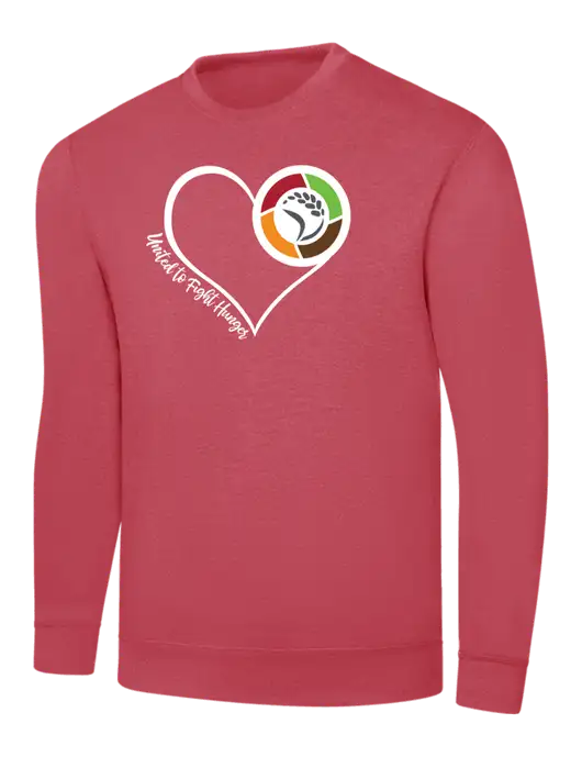 Heather Red 7.8 oz Ring Spun Crew Sweatshirt w/Heart Design Logo