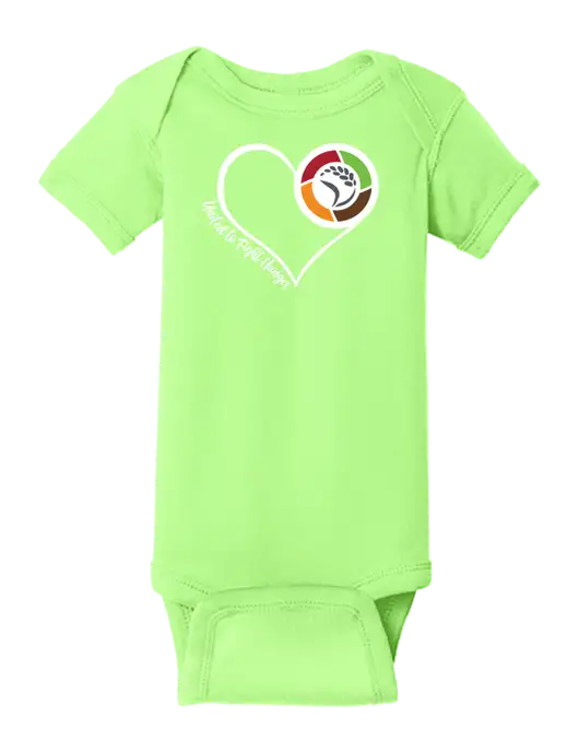 Rabbit Skins Neon Green Infant Short Sleeve Baby Rib Bodysuit w/Heart Design Logo