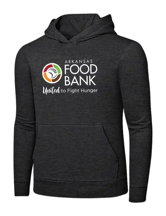 Dark Heather Grey 7.8 oz Ring Spun Hooded Sweatshirt w/Arkansas Foodbank Logo