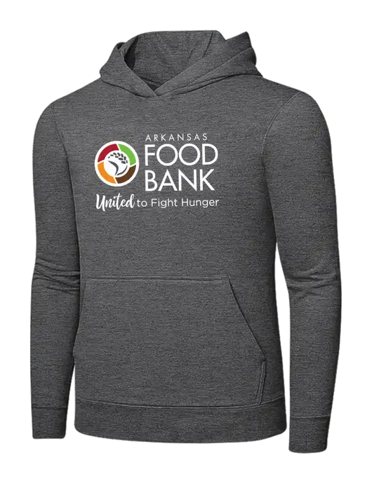 Graphite Heather 7.8. oz Ring Spun Hooded Sweatshirt w/Arkansas Foodbank Logo