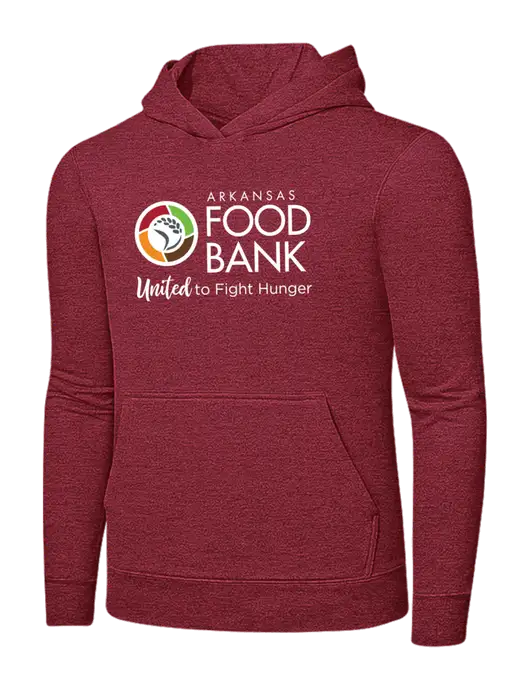 Heather Red 7.8 oz Ring Spun Hooded Sweatshirt w/Arkansas Foodbank Logo