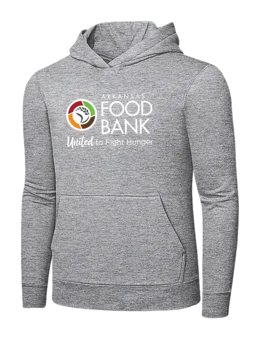 Light Grey Heather 7.8 oz Ring Spun Hooded Sweatshirt w/Arkansas Foodbank Logo