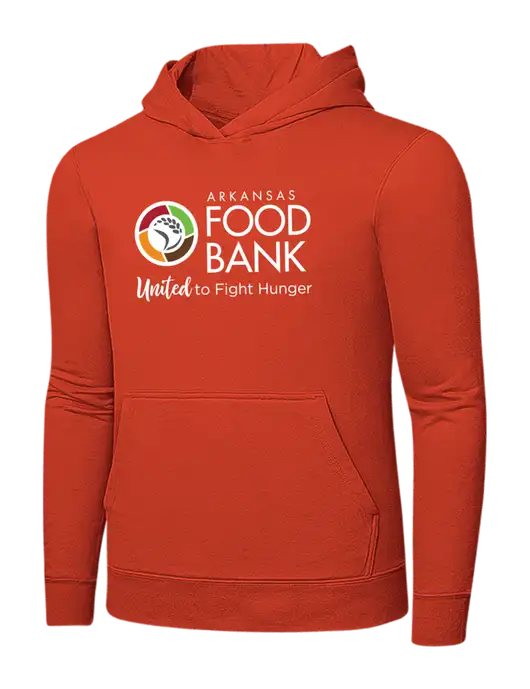Orange 7.8 oz Ring Spun Hooded Sweatshirt w/Arkansas Foodbank Logo