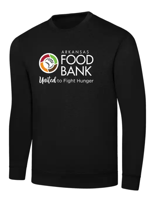 Black 7.8 oz Ring Spun Crew Sweatshirt w/Arkansas Foodbank Logo
