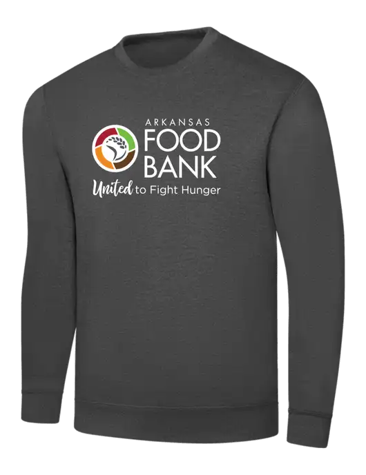 Charcoal 7.8 oz Ring Spun Crew Sweatshirt w/Arkansas Foodbank Logo
