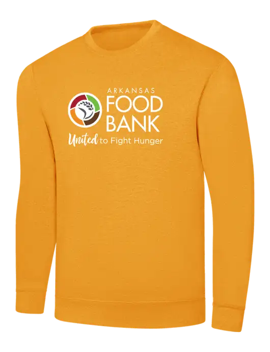 Gold 7.8 oz Ring Spun Crew Sweatshirt
 w/Arkansas Foodbank Logo