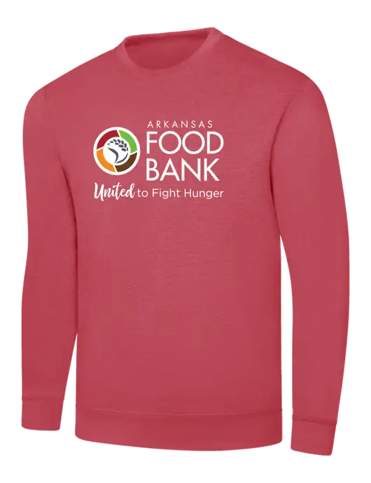 Heather Red 7.8 oz Ring Spun Crew Sweatshirt w/Arkansas Foodbank Logo