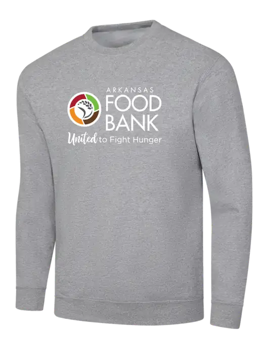 Light Grey Heather 7.8 oz Ring Spun Crew Sweatshirt w/Arkansas Foodbank Logo