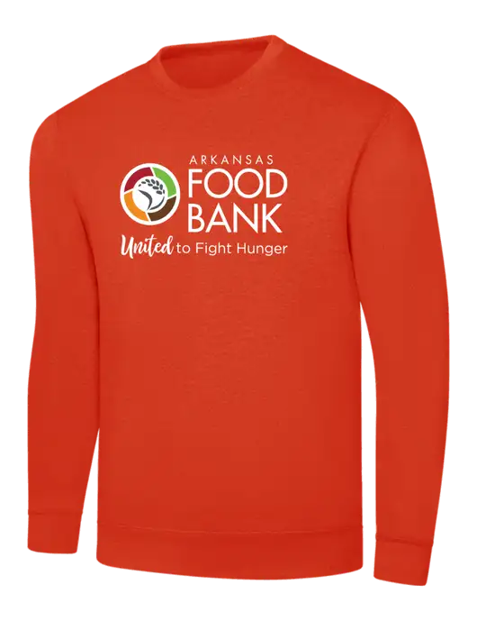 Orange 7.8 oz Ring Spun Crew Sweatshirt w/Arkansas Foodbank Logo