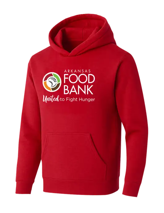 BELLA+CANVAS Red Sponge Fleece Pullover Hoodie w/Arkansas Foodbank Logo