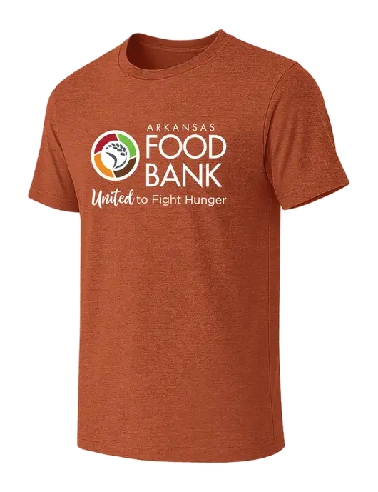 BELLA+CANVAS Burnt Orange Heather CVC Short Sleeve Tee w/Arkansas Foodbank Logo
