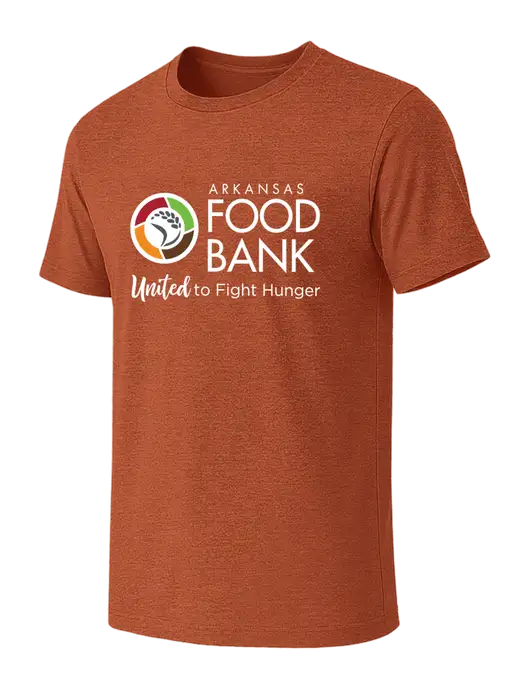 BELLA+CANVAS Burnt Orange Heather CVC Short Sleeve Tee w/Arkansas Foodbank Logo