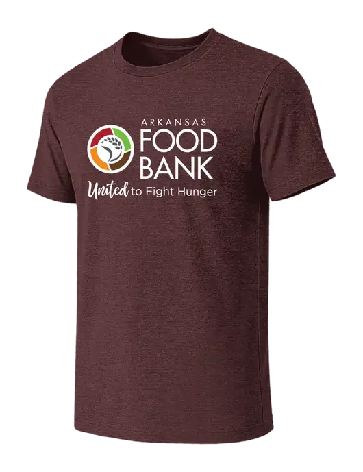 BELLA+CANVAS Heather Maroon CVC Short Sleeve Tee w/Arkansas Foodbank Logo