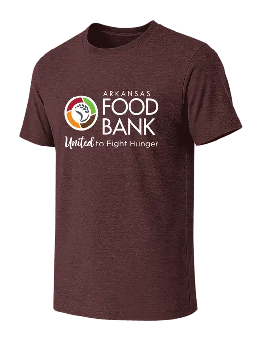 BELLA+CANVAS Heather Maroon CVC Short Sleeve Tee w/Arkansas Foodbank Logo