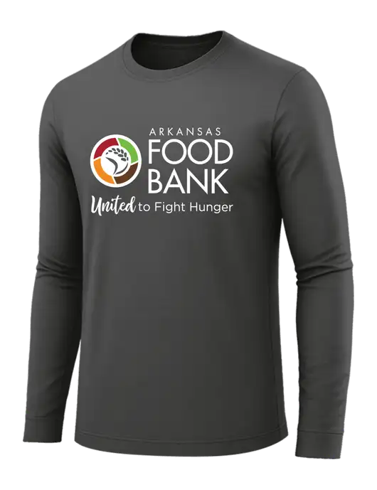 Long Sleeve Dark Grey PosiCharge Competitor Tee w/Arkansas Foodbank Logo