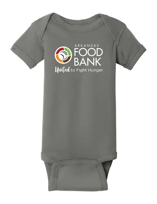 Rabbit Skins Charcoal Infant Short Sleeve Baby Rib Bodysuit w/Arkansas Foodbank Logo