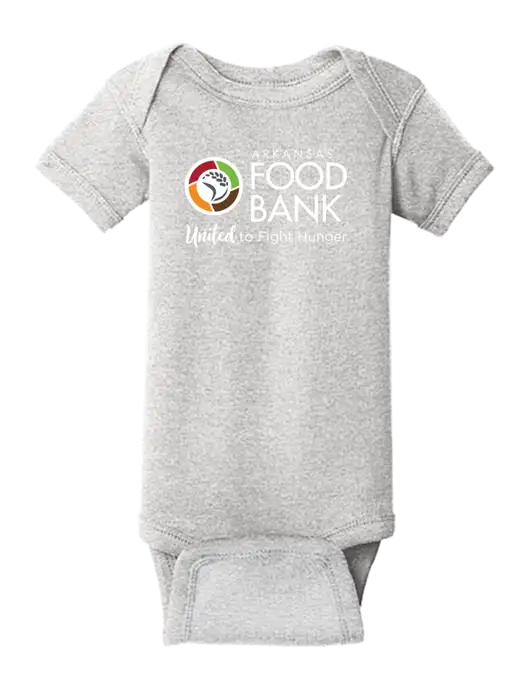 Rabbit Skins Light Grey Heather Infant Short Sleeve Baby Rib Bodysuit w/Arkansas Foodbank Logo