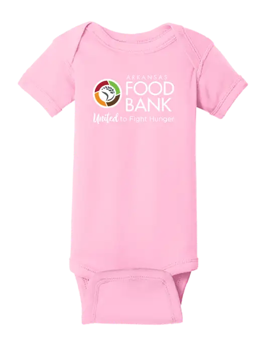 Rabbit Skins Pink Infant Short Sleeve Baby Rib Bodysuit w/Arkansas Foodbank Logo