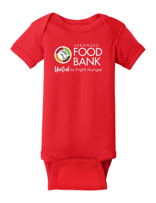 Rabbit Skins Red Infant Short Sleeve Baby Rib Bodysuit w/Arkansas Foodbank Logo