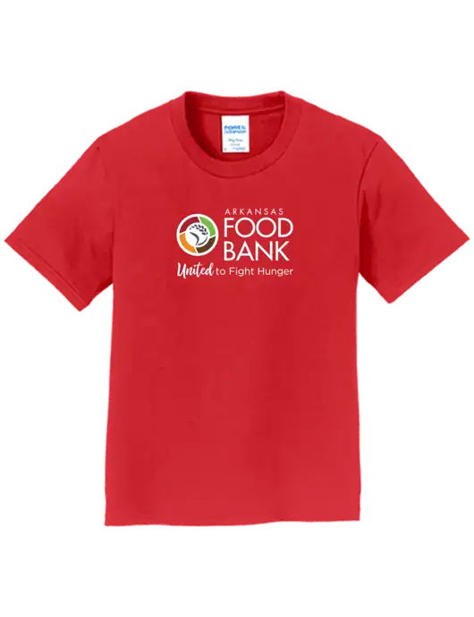 Youth Ring Spun Bright Red 4.5 oz T-Shirt w/Arkansas Foodbank Logo