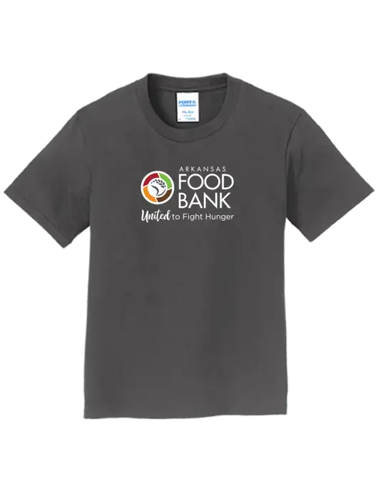 Youth Ring Spun Charcoal 4.5 oz T-Shirt w/Arkansas Foodbank Logo