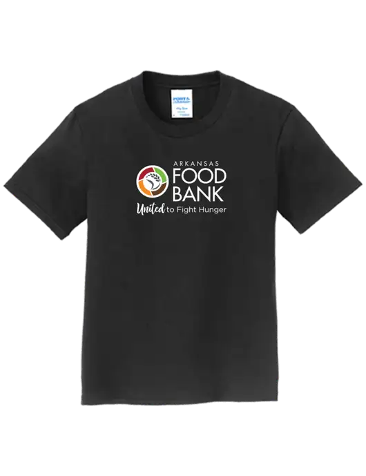 Youth Ring Spun Jet Black 4.5 oz T-Shirt w/Arkansas Foodbank Logo