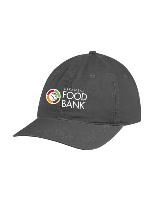 Garment Washed Unstructured Twill Charcoal Cap w/Arkansas Foodbank Logo