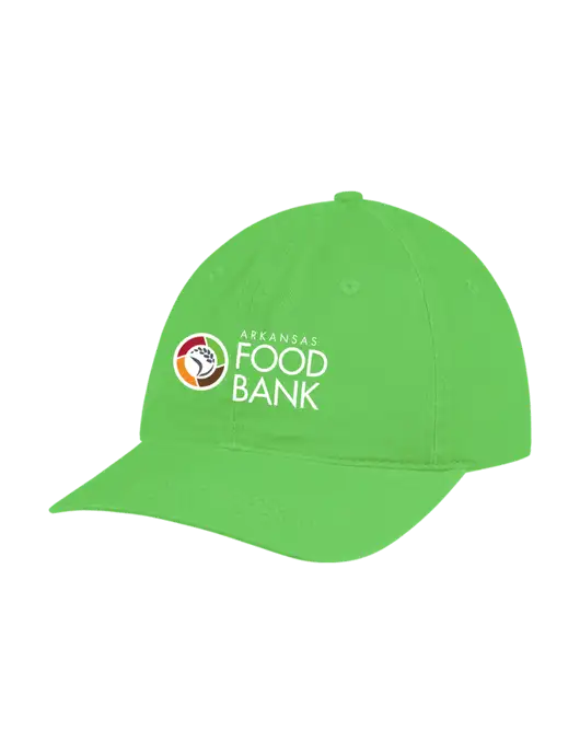 Garment Washed Unstructured Twill Light Green Cap w/Arkansas Foodbank Logo