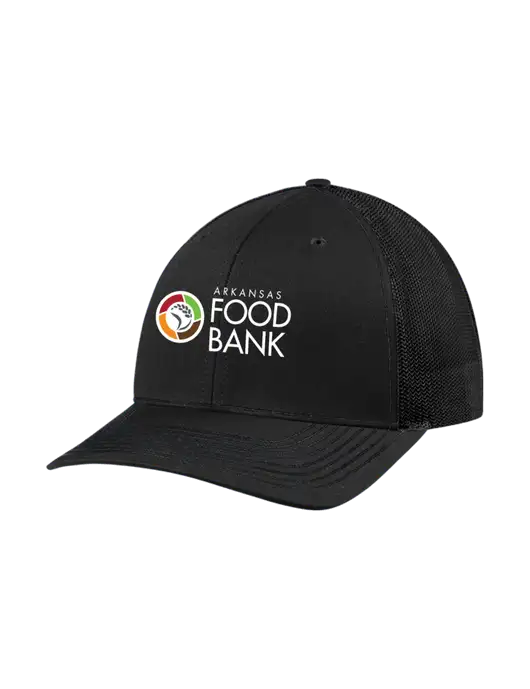 Richardson Adjustable Snapback Original 112 Trucker Cap Black w/Black Mesh w/Arkansas Foodbank Logo