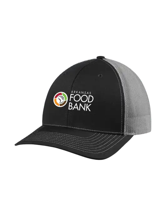 Richardson Adjustable Snapback Original 112 Trucker Cap Black w/Charcoal Mesh w/Arkansas Foodbank Logo