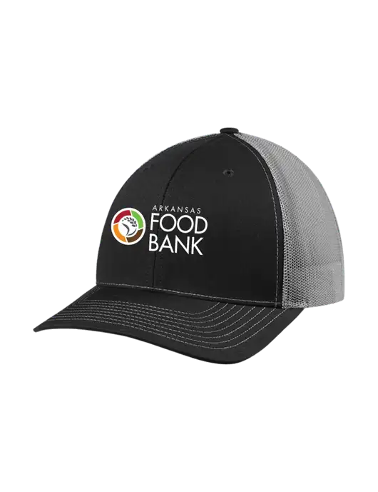 Richardson Adjustable Snapback Original 112 Trucker Cap Black w/Charcoal Mesh w/Arkansas Foodbank Logo