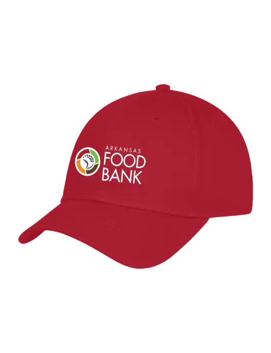 Red Structured Cap Hook & Loop w/Arkansas Foodbank Logo