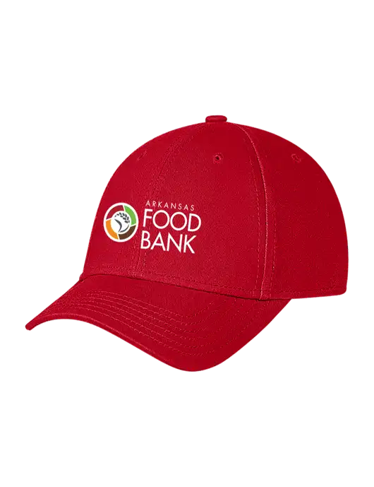 Red Structured Soft Snap Closure Hook & Loop Cap w/Arkansas Foodbank Logo