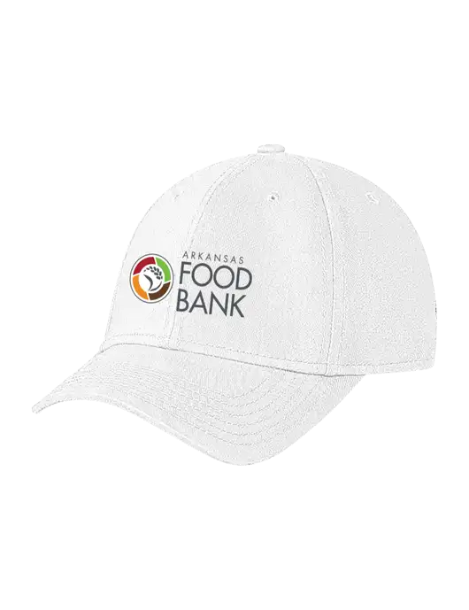 White Structured Soft Snap Closure Hook & Loop Cap w/Arkansas Foodbank Logo