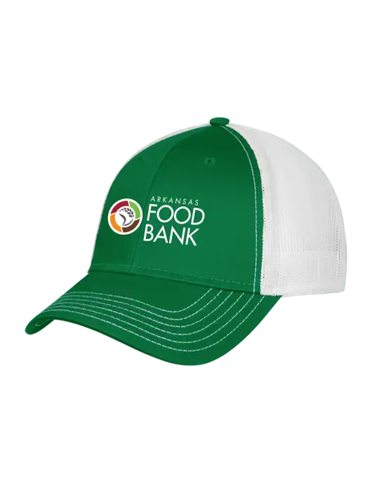Kelly & White Mesh Trucker Cap Snap Back w/Arkansas Foodbank Logo