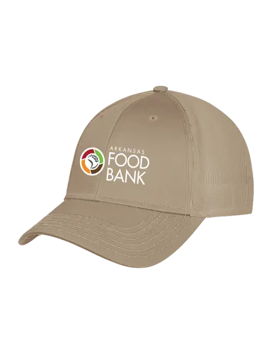 Khaki Mesh Trucker Cap Snap Back w/Arkansas Foodbank Logo