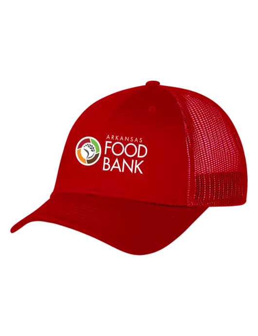 Red Mesh Trucker Cap Snap Back w/Arkansas Foodbank Logo