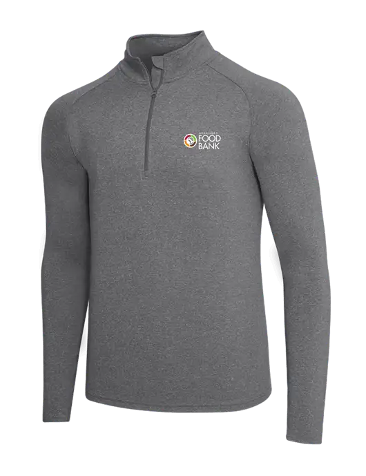 Dark Grey Heather Sport Wick Stretch 1/4 Zip Pullover w/Arkansas Foodbank Logo