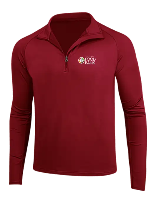 Red Sport Wick Stretch 1/4 Zip Pullover w/Arkansas Foodbank Logo