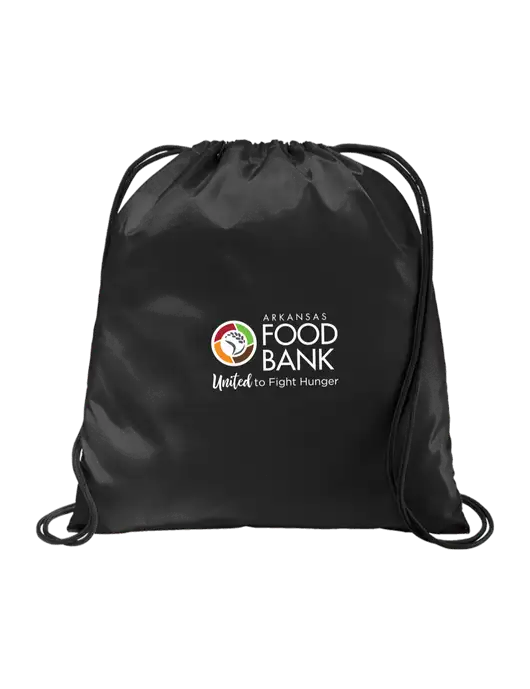 Drawstring  Black Cinch Pack w/Arkansas Foodbank Logo