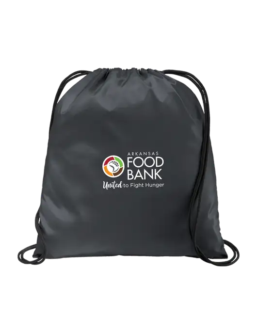 Drawstring  Graphite Grey Cinch Pack w/Arkansas Foodbank Logo