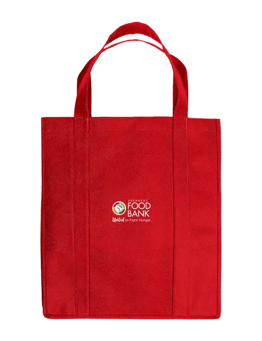 Eco Reusable Jumbo Red Shopping Bag w/Arkansas Foodbank Logo